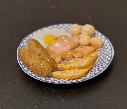 Blue Willow Plate with Breakfast