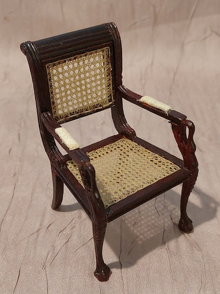 Swan Arm Chair, Cane, Mahogany