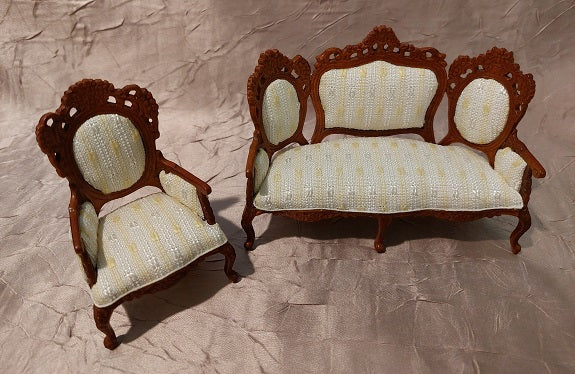 Victorian Sofa & Chair, Yellow, White