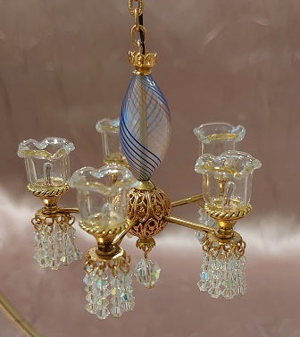 5-Arm Glass Tulip Shade Chandelier