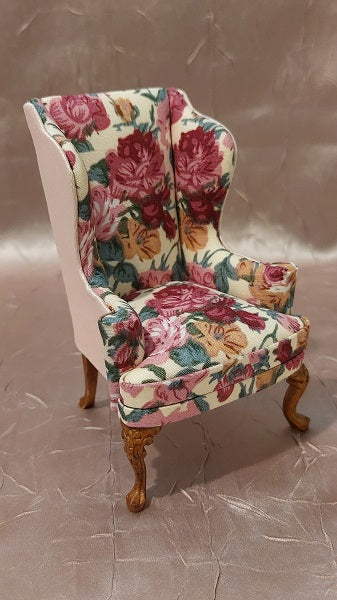 Shabby Wing Chair, Cabbage Rose