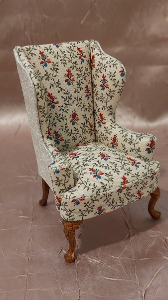 Shabby Wing Chair, Ecru Floral