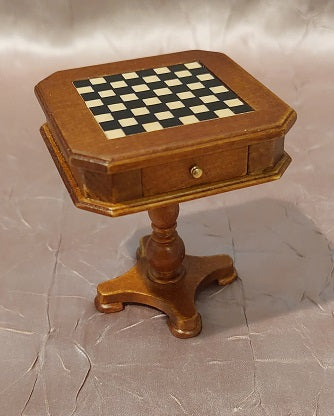 Victorian Chess Table with Pieces, Walnut