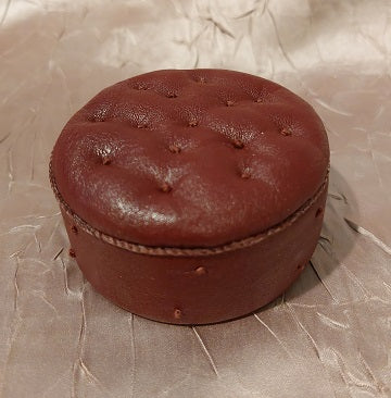 Leather Upholstered Ottoman, Burgandy