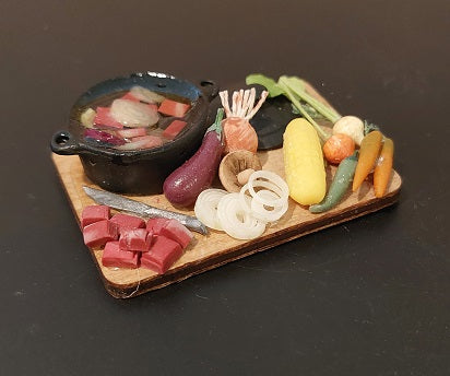 Stew Making on Cutting Board