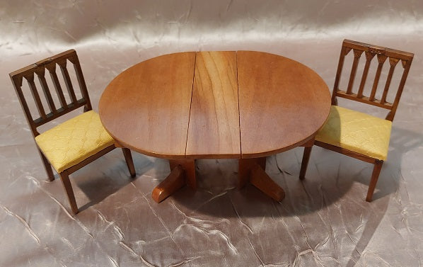 Maple Table with Leaf & 2 Chairs, Signed