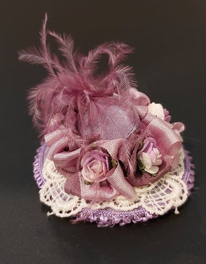 Silk Hat, Purple/White Lace