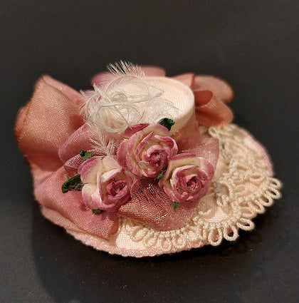 Silk Hat, Pink, Mauve Silk Trim/Roses