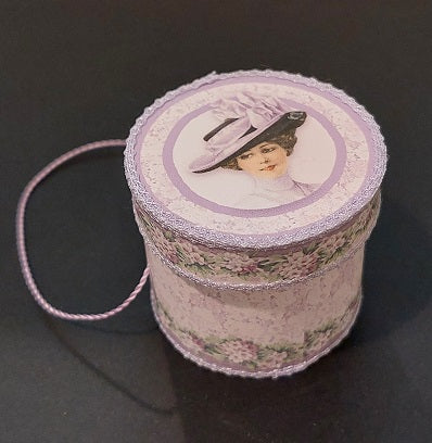 Victorian Round Hat Box, Purple