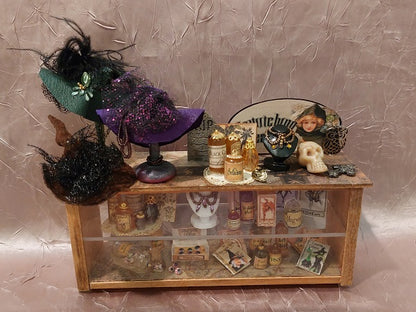 Display Case Filled with Halloween Items