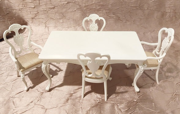 American Victorian Dining Room Set, White, 5pc