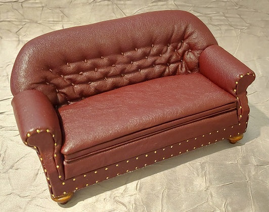 1880 Club Sofa, Walnut, Burgandy