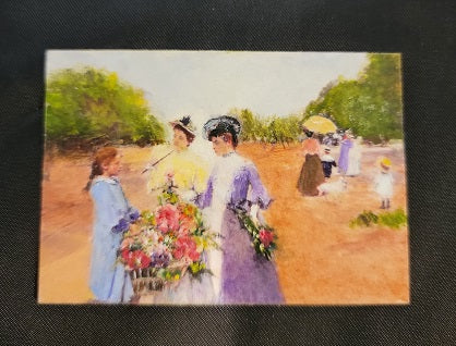 Oil Painting, Ladies At Flower Show, 19th C