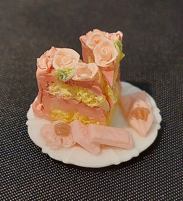 Slice of Cake on Plate, Pink