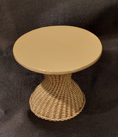 Wicker Side Table, Round, Tan