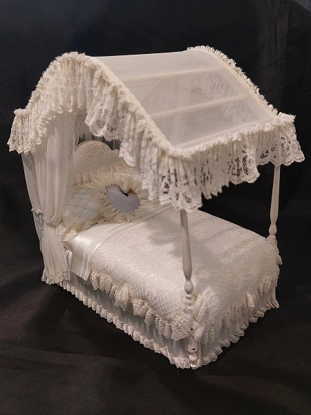 Canopy Lace Dressed Bed, Off White, Blue