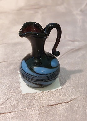 Pitcher, Hand Blown Glass, Light Blue