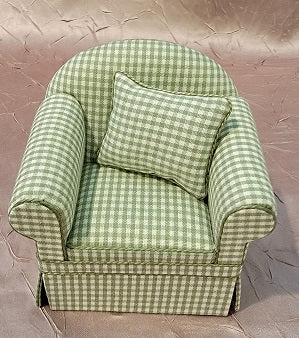 Ashley Chair with Pillow, Green Check