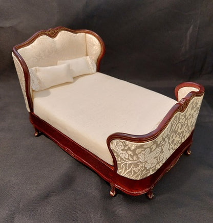 Upholstered Bed, Mahogany & Gold