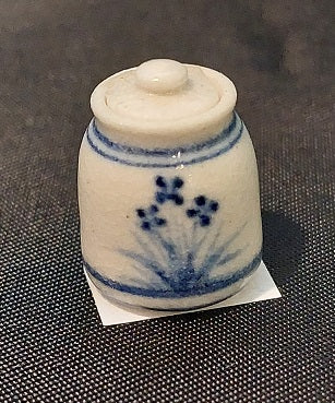 Asian Pottery Jar with Lid, Flowers