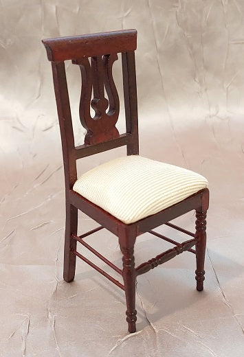 Lyre Side Chair, Peach, Mahogany
