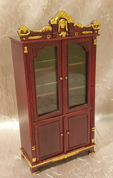 Empire Display Cabinet, Mahogany/ Gold