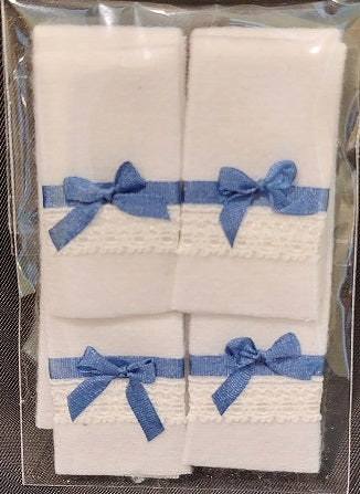 White Towels with Royal Blue Bow