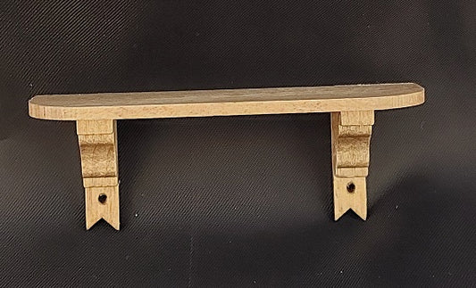 Wall Shelf with Brackets, Stained, Short