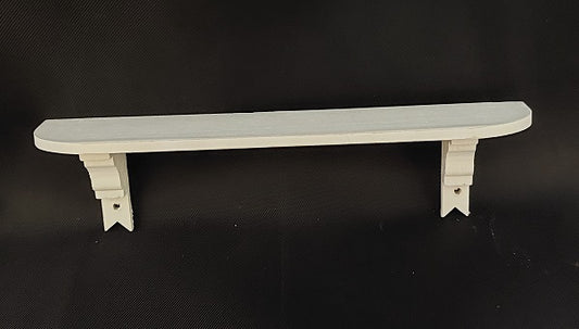 Wall Shelf with Brackets, White, Long