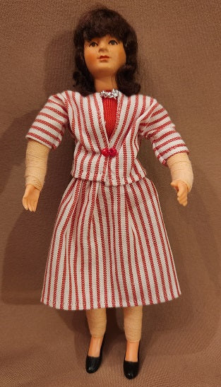 Lady with Red & White Stripe Dress