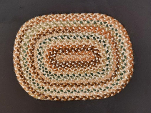 Braided Rug, BrownTan, Green