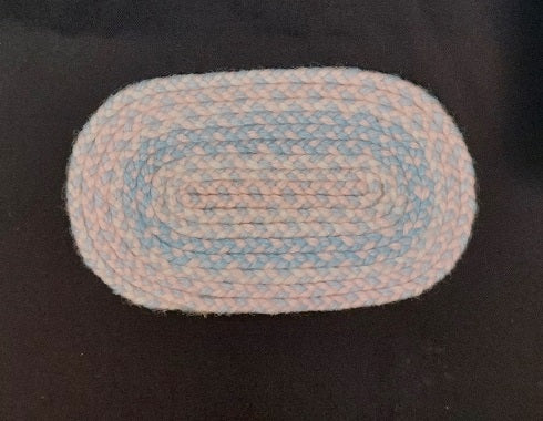 Braided Rug, Blue, Pink, White