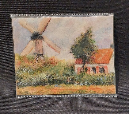 Oil Painting, Windmill by Cottage