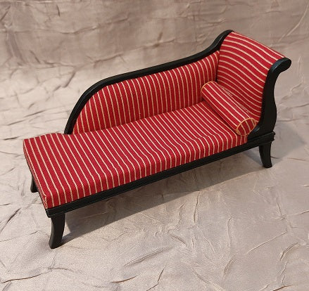 Chaise, Red & White Stripe, Black