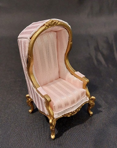 1/2" Scale Hooded Chair, Pink, Gold