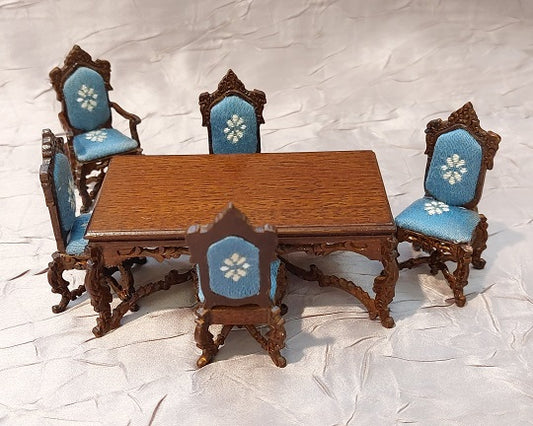 1/2" Scale Crown Royal Dining Room Set, 6pc, Walnut