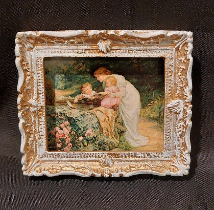 Framed Print, Shabby Gold, Mother & Babies