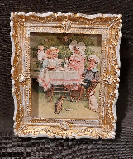 Framed Print, Victorian Children with Pets