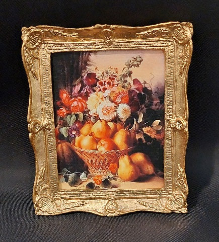 Framed Print, Basket of Fruits & Flowers