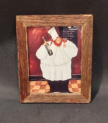 Framed Print, Fat Chef with Wine