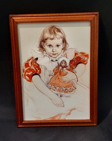 Framed Print, Girl with Baby Doll