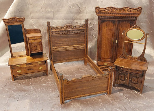 Victorian Bedroom Set, 4pc, Handcarved