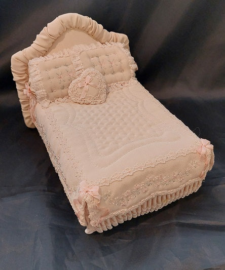 Tufted Silk Bed with Embroidered Stitch