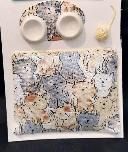 Cat Bed Set, Blue & Tan