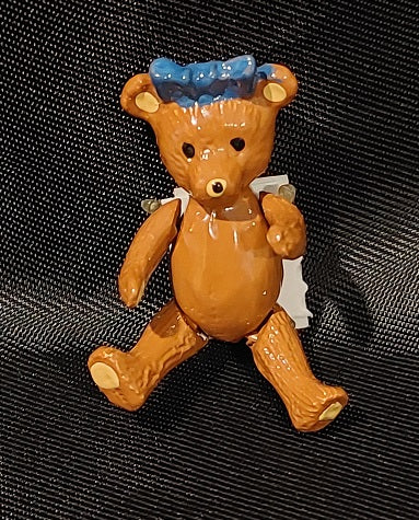 Jointed Bear, Pewter, Handpainted