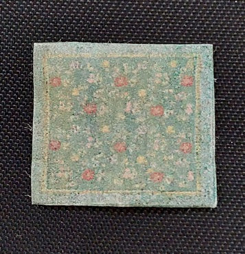 1/4" Scale Rug, Green Floral with Yellow & Pink, Small