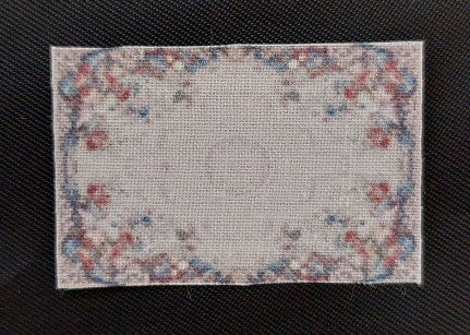 1/4" Scale Rug, White with Blue Floral