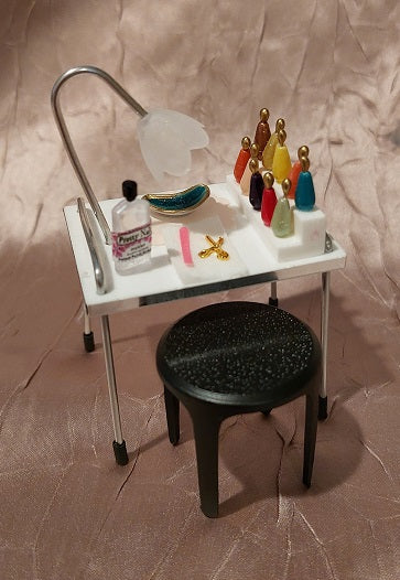 Beauty Parlor Manicure Station with Stool, 2pc