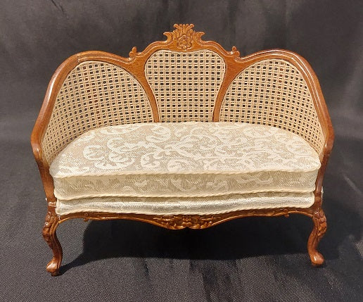 French Cane Settee, New Walnut