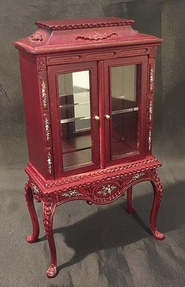 Vitrine Cabinet, Handpainted, Mahogany